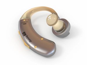 Hearing aid on white background. 3d